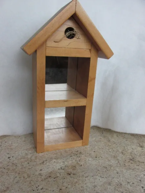 Rustic wood wall decor w/mirror & shelves Shadow Box Bird House Handcrafted