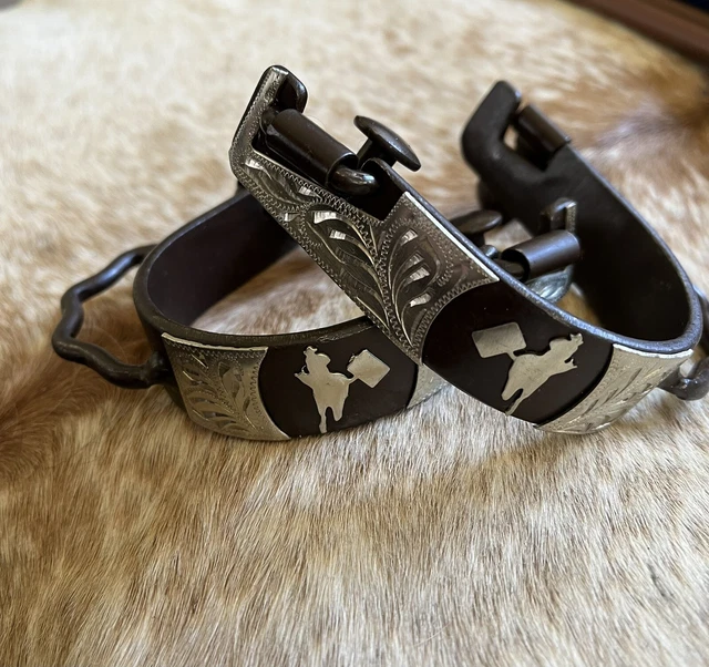 Ladies Size Western Bumper Style Spurs Engraved Silver Barrel Racer