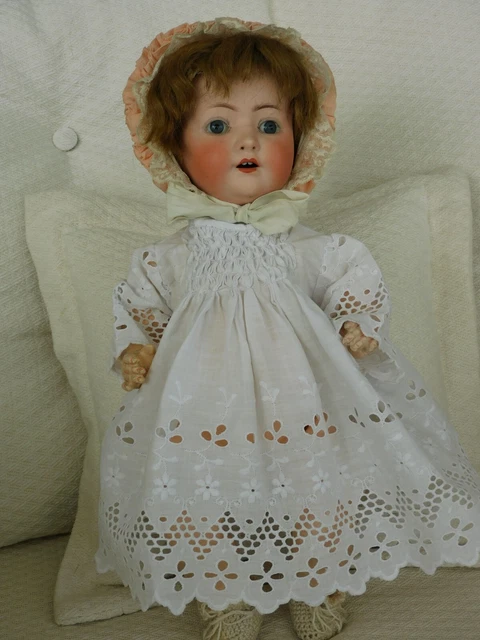 POUPÉE ANCIENNE TÊTE BISCUIT - BÉBÉ CARACTÈRE NOIR HEUBACH KOPPELSDORF 34cm
