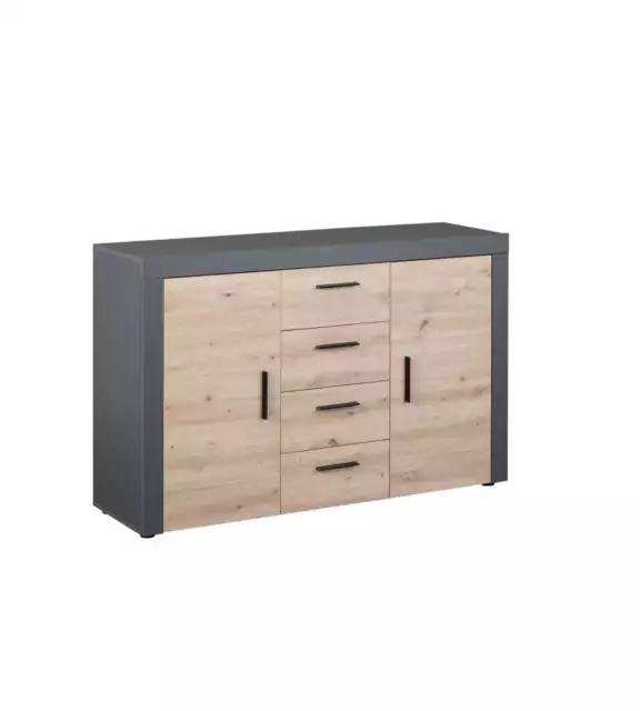 Credenza In Laminato Antracite + Frontale Quercia