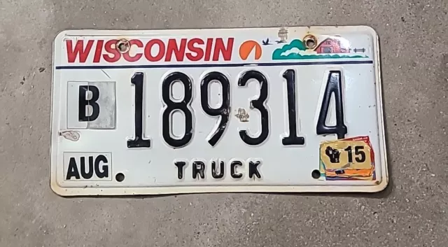 2015 WISCONSIN LICENSE PLATE Truck 189314