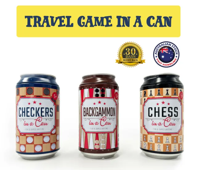 Travel Game in Can Chess Backgammon Checkers Indoor Fun Games Adults Kids Teens