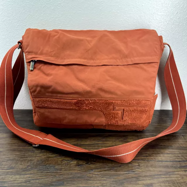 Tumi Large Messenger Briefcase Travel Laptop Business Bag Orange Nylon