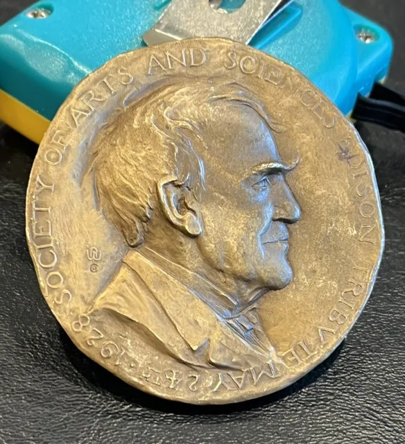 Rare 1928 Society Of Arts And Sciences Edison Tribute 2.5" Medal Paperweight