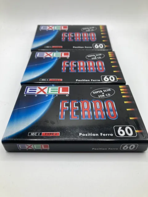 EXEL - Lot de 3 cassettes audio vierges 60 minutes FERRO neuves EXEL AUDIO 2