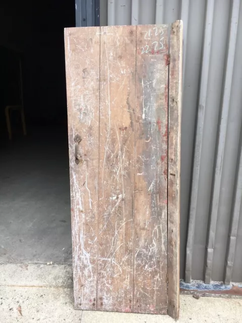 c1820 feathered board door old Paint 71" x 22.75" orig hinges solid no warping