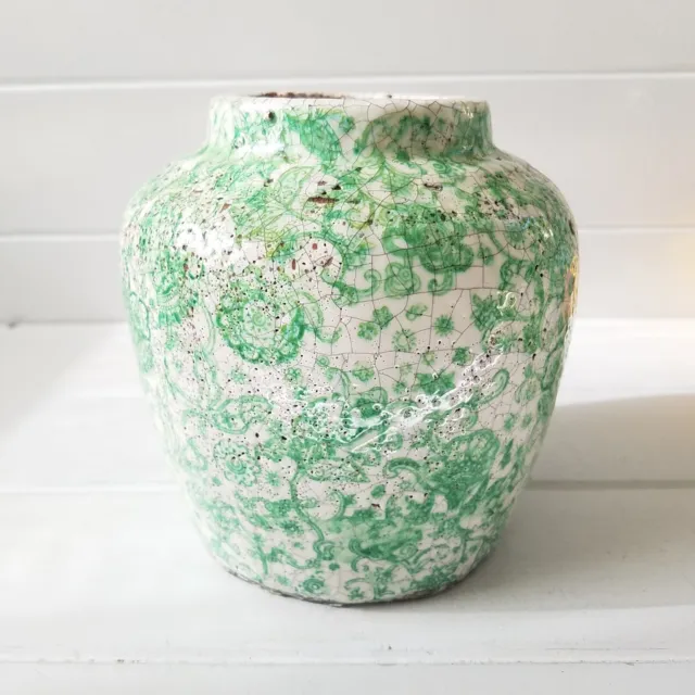 ANTHROPOLOGIE Wafture Planter Vase Urn Jar, Terracotta w/ Crackle Glaze HTF