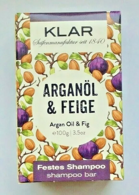 (139,90 € / kg) KLAR Seifen 100 g festes Shampoo Arganöl & Feige trockenes Haar