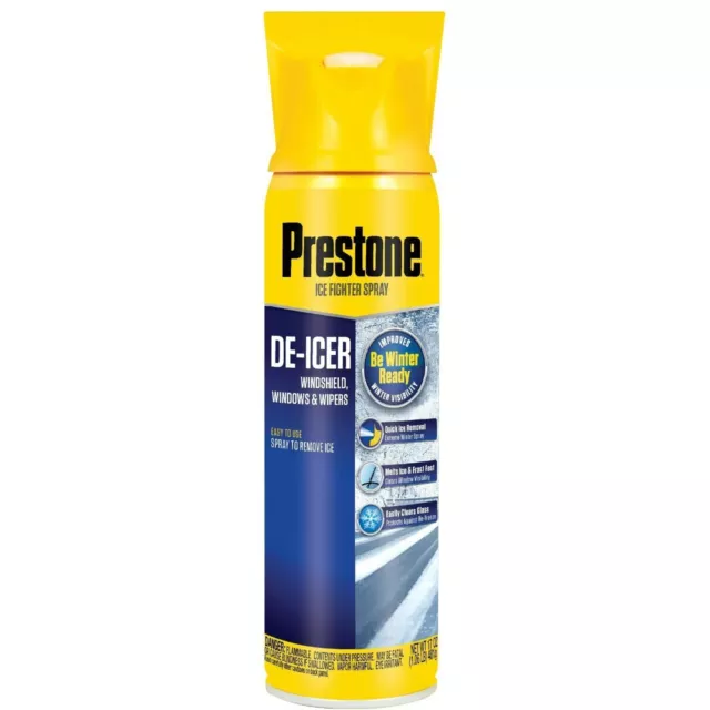 Prestone Windshield, Windows De-Icer Spray Ice Built Remover Scraper Cans 17 oz