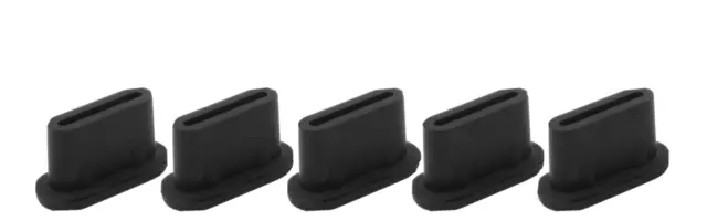 Lot 5 Bouchons Noirs pour Port de Charge USB-C - Protège Anti-Poussière Android
