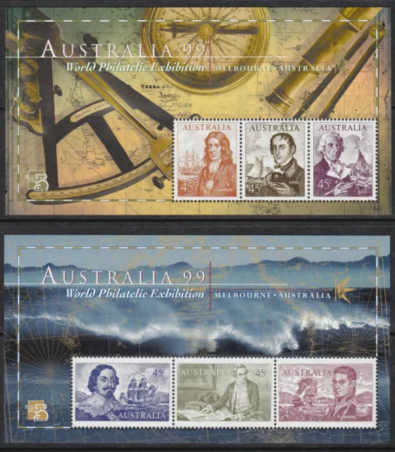 Mint 1999 Australian Navigators Stamp Mini Sheet Set Of 2