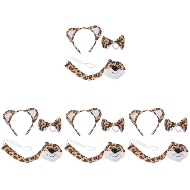 4 Sets Noeud Léopard Nez Bandeau Tigre Vêtements Pour Enfants Oreille