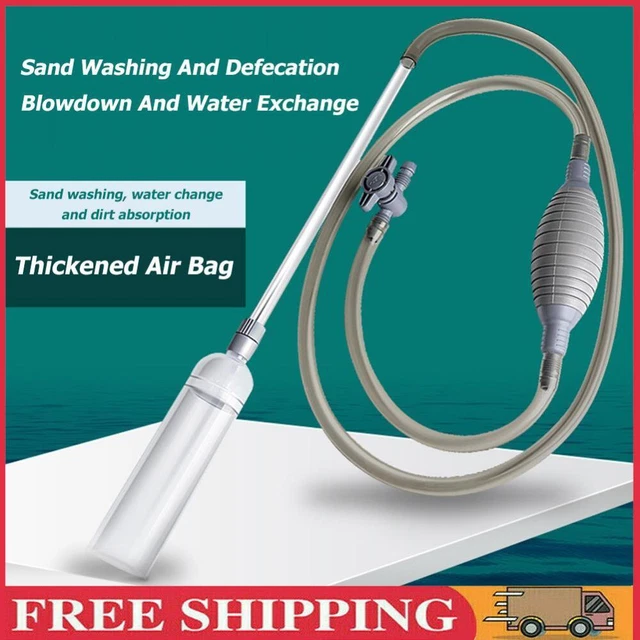 Aquarium Gravel Vacuum & Water Changer - 30ft Hose, 19in Tube, 3 Metal Faucet Adapters, No Bucket Siphon Cleaner