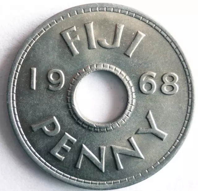 1968 FIJI PENNY - Excellent Low Mintage Coin - FREE SHIP- Bin #702