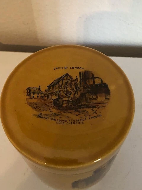 1930'S  Crown Devon " Cries Of London"  Porcelain Storage Jar England 8 Oz 3