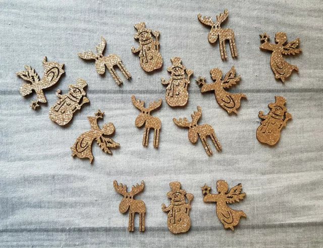 Elch Mix Holz Streuteile Winter Weihnachten Sticker Basteln Kleben Tischdeko