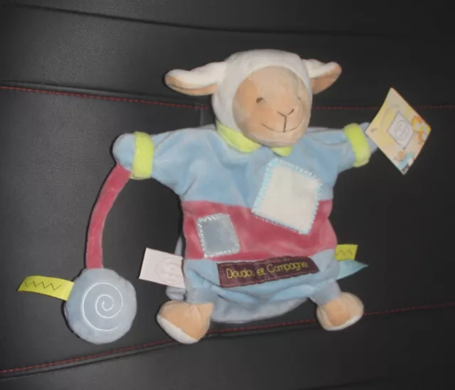 doudou marionnette zig zag mouton zachary  doudou et compagnie neuf
