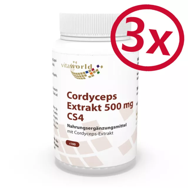 Pack de 3 Cordyceps extrait Premium CS4 500mg 300 Capsules  Vita World Allemagne