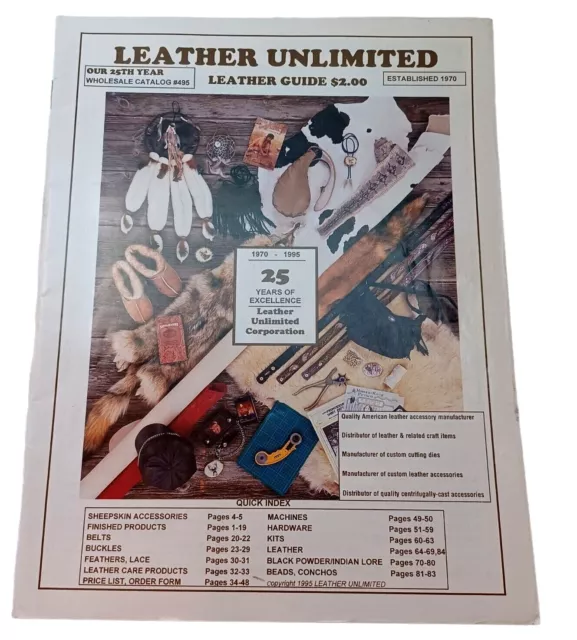 1995 Leather Unlimited Wholesale Catalog  #495 Tools Kits Belts Buckles Books