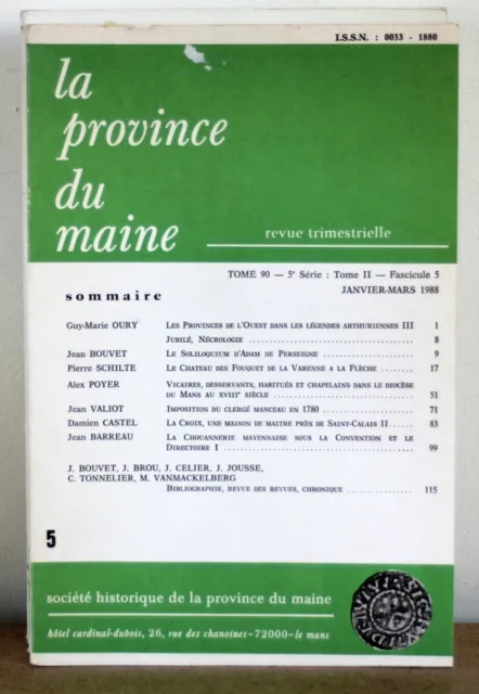 La province du Maine Tome 90 - 5e série - Tome 2 – Fascicule 5  Sarthe Mayenne