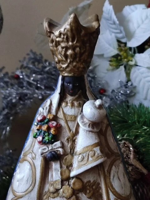 GRANDE STATUE VIERGE Noire Notre Dame De Halle Black Madona En Platre ...