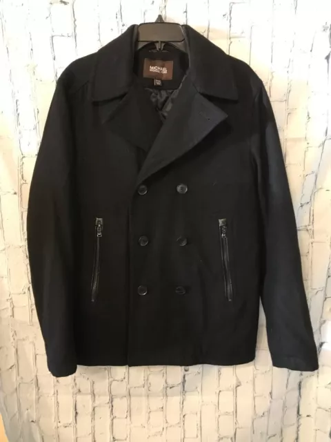 Michael Kors Men s Double-breasted Black Wool-blend Coat Size Medium EUC