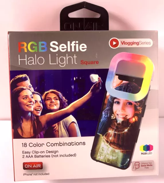 Selfie Halo Light Square with 18 Color Combinations Soft Light for Multi-Devices