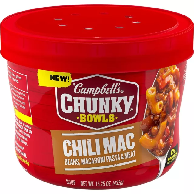 CamCampbell’s Chunky Soup, Chili Mac Soup, 15.25 oz Microwavable Bowl