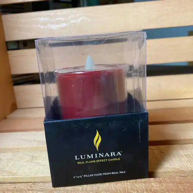 Luminara Birch 4” real flame effect Candle  Burgundy