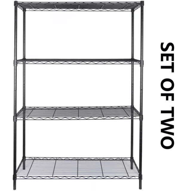 2x Steel Wire Shelf Rack Heavy Duty Storage Shelving Unit Kitchen Pantry 4 Tier