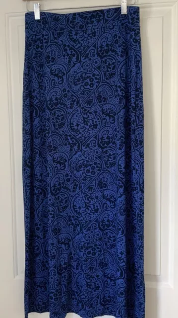 Boden Maxi Skirt -Blue Floral Paisley Print size 10R Pull On Viscose Blend Women