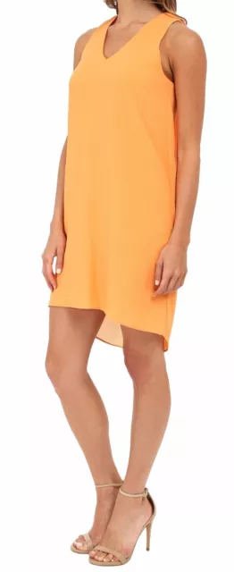 DKNYC Sleeveless Shift Textured Crepe Dropped Hemline Dress Melon 4 Nwt $139 2