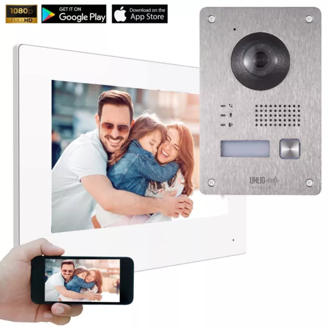 2-Draht IP Video Türsprechanlage: 2MP Full HD 170° Kamera und 7" WLAN Touch TFT