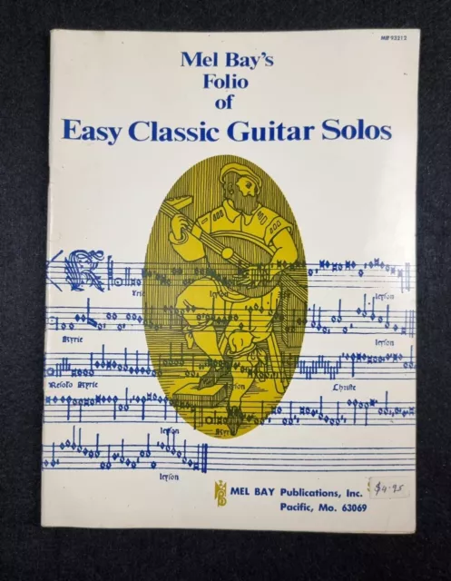 Mel Bay's Folio Of Easy Classic Guitar Solos 1971 USA Book Tutorials Vintage