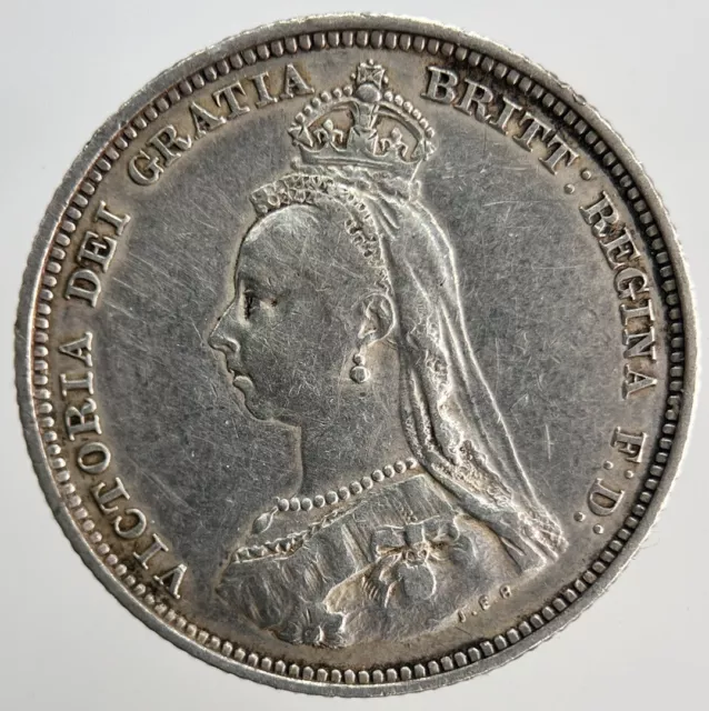 1887 Victoria Shilling | British Silver Coin | Very High Grade | a178