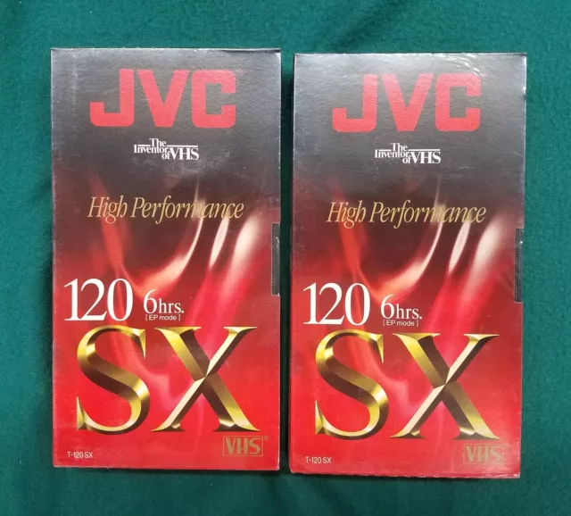 Lot Of 2 New Sealed JVC 120 HIGH PEFORMANCE 6 Hrs SX T-120 SX Video VHS Tapes