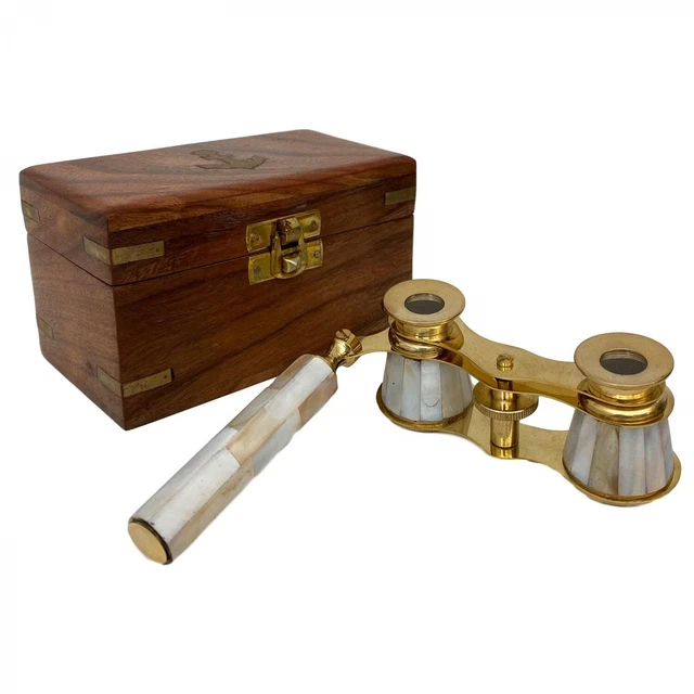 Binóculos de la ópera con caja de madera binoculares de teatro 10cm (a)