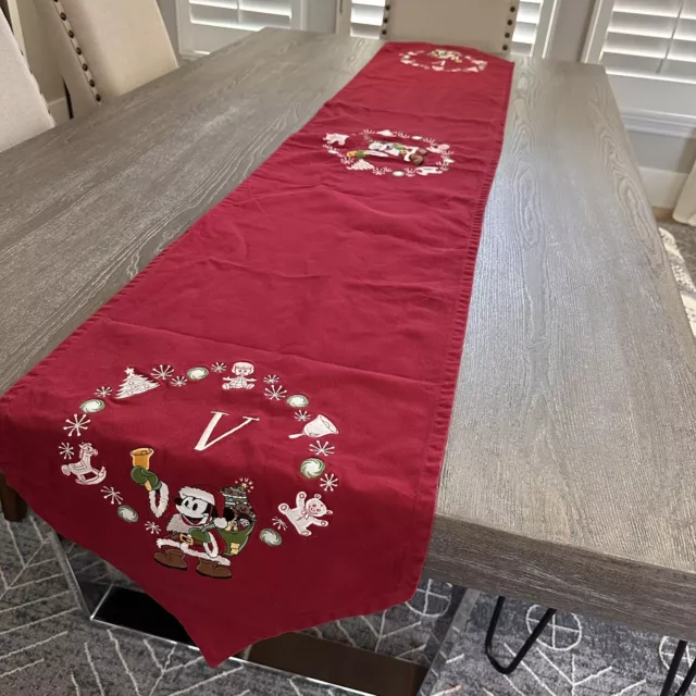 Disney Parks Table Runner - Vintage Christmas Santa Mickey Toys 15x84 2