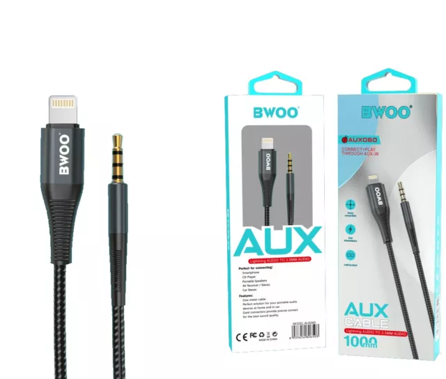 Cavo Audio Plug 8 Pin Light Connessione Stereo Jack 3.5 Smartphone Nylon AUX 060