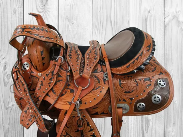 Gaited Western Horse Saddle Leather Tooled Pleasure Trail Tack 15 16 17 Se
