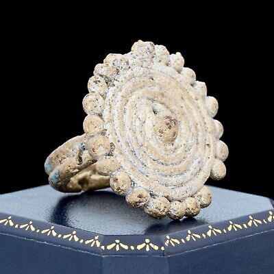 Antique Vintage Ancient Bronze Greco-Roman Hellenistic Swirl Motif Ring Sz 9