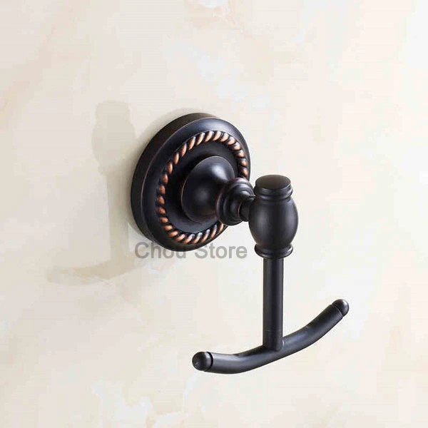Bathroom Robe Hook Wall Door Mounted Towel Hanger Solid Brass ORB Coat Hat Hooks