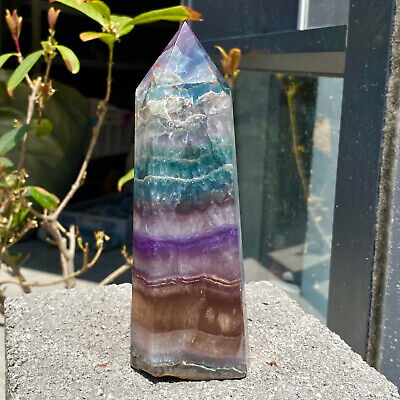 1.68LBNatural rainbow fluorite quartz Crystal obelisk Point Healing Wand healing 3