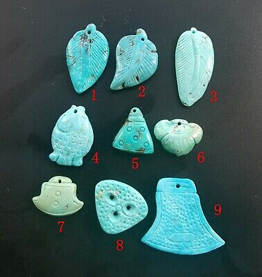 Leaf,Feather,fish,wish,axe,3holes,Genuine Hubei Turquoise beads Link,carved bead