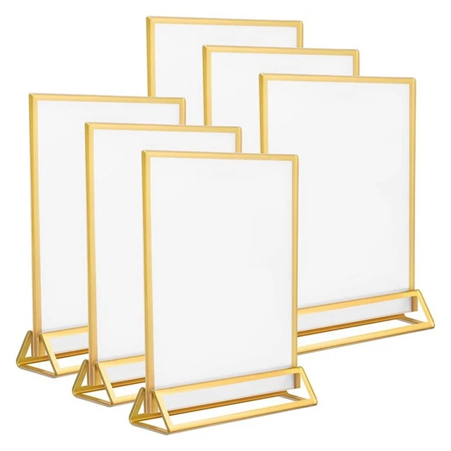 Confezione da 6 12,7 x 17,8 cm portatarghe acriliche trasparenti con ruota dorata I4C2