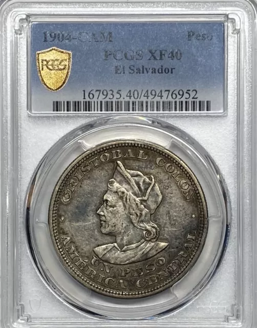 1904-CAM Salvador Peso PCGS XF40