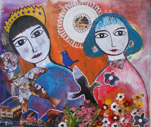 Tableau peinture acrylique sur toile "Guerre et Paix"