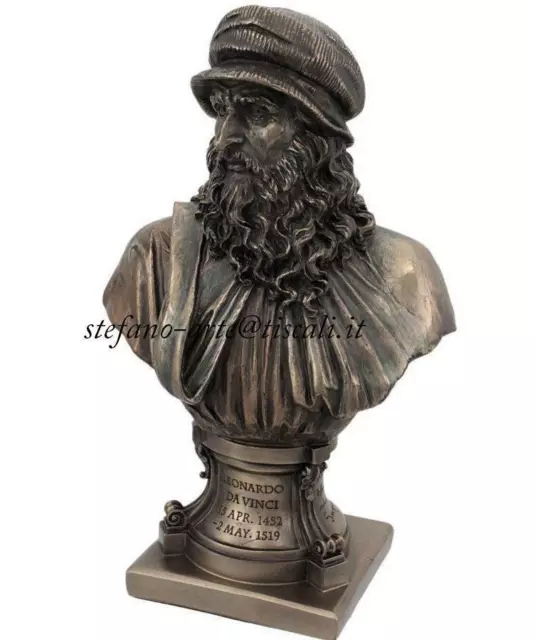 Busto/Statua/Scultura In Resina Bronzata"Leonardo Da Vinci"