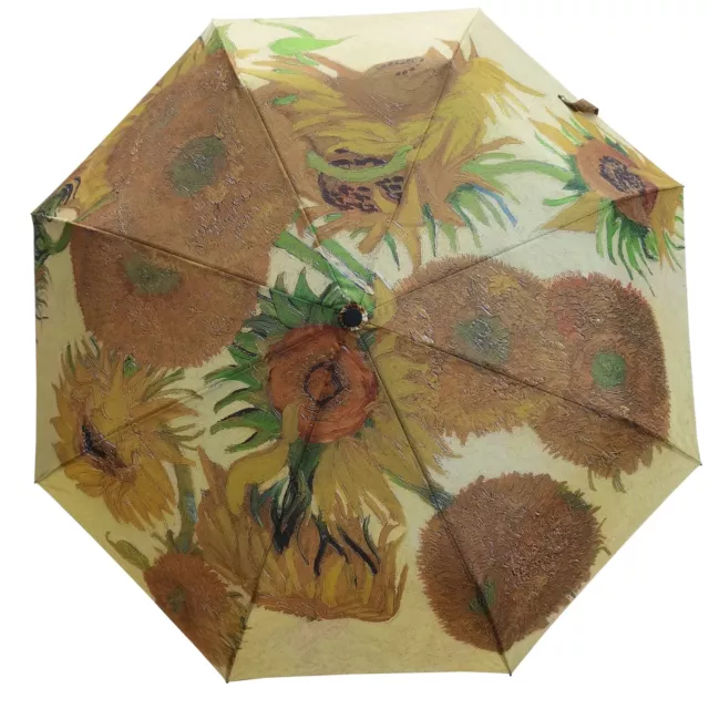 Signare Tapestry Van Gogh Sunflower Art Compact Folding Umbrella Parasol