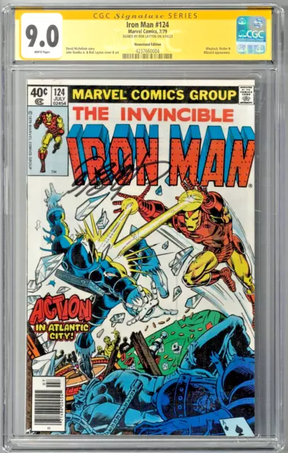 Iron Man #124 CGC SS 9.0 (Jul 1979, Marvel) Signed by Bob Layton, Newsstand